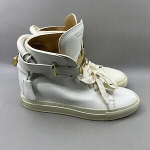 Buscemi 100MM Padlock Shoes Women Size 7.5 US, 38 EU White High Top Leather Lace